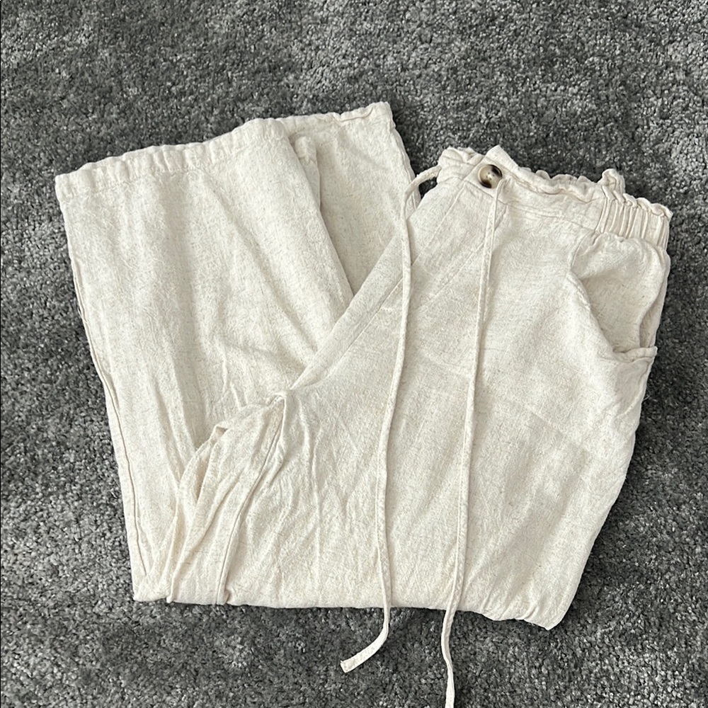 SHEIN Cream Track Pants with Relaxed Fit